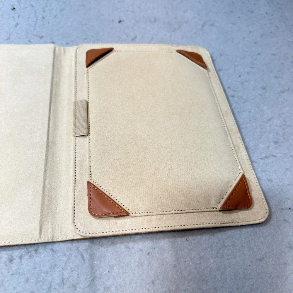 Unbranded Tablet Portfolio Unisex Medium Tan Good Canvas Faux Leather Folio